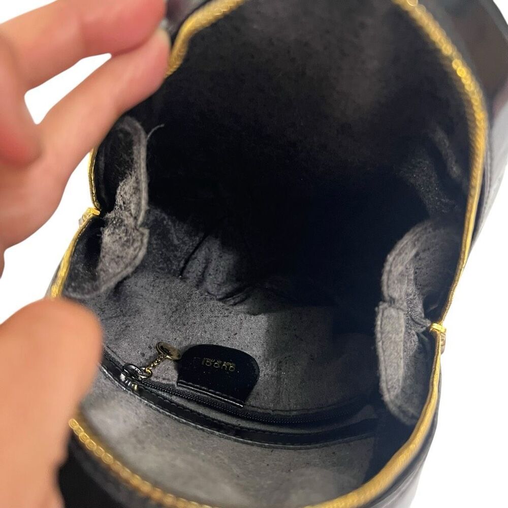 GUCCI Patent Leather Backpack Black Two Way w Strap Messenger Bag Bamboo Handle - Picture 7 of 12